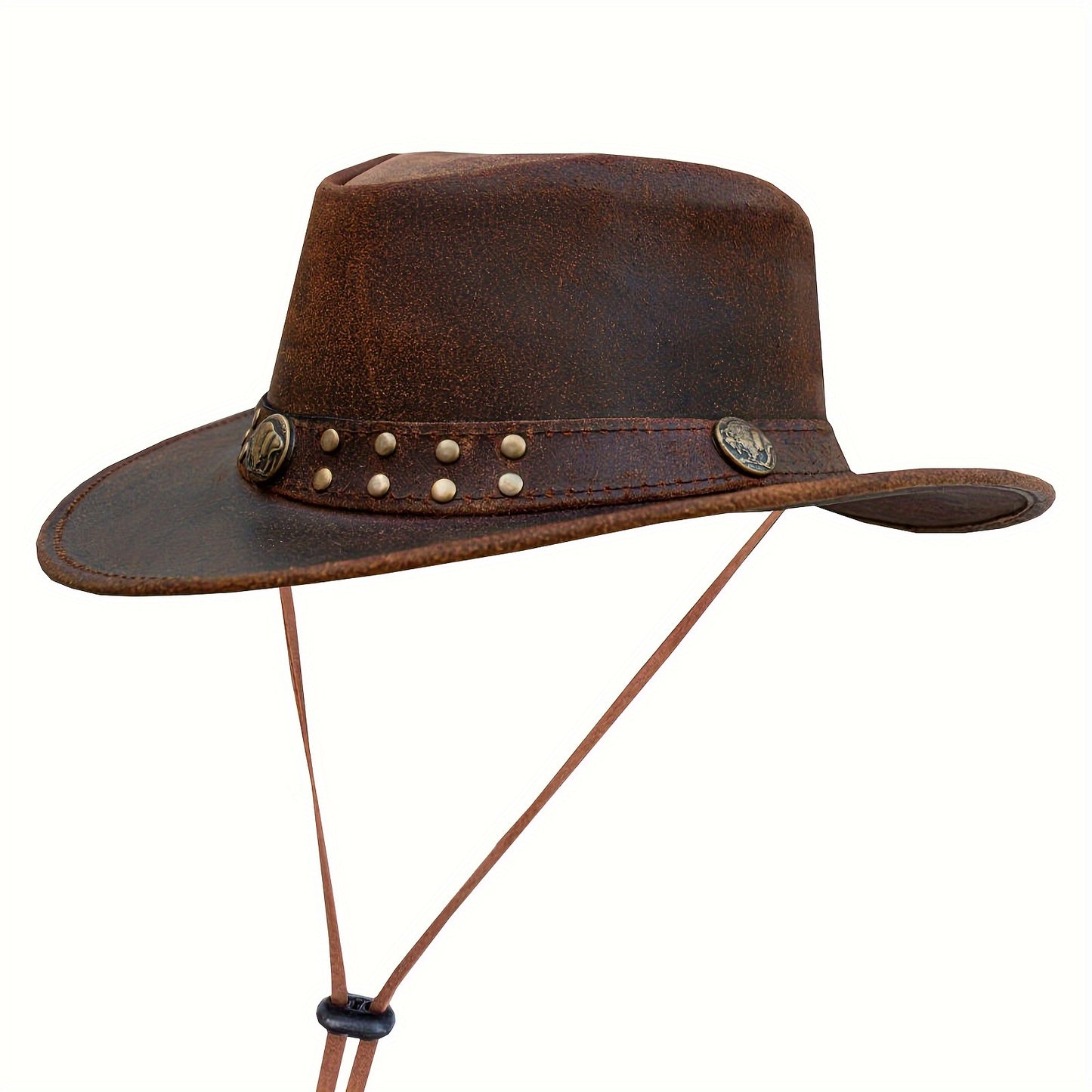 Leather Cowboy Western Hat For Men Woman Studded Steampunk Hat Deadman Top Hat
