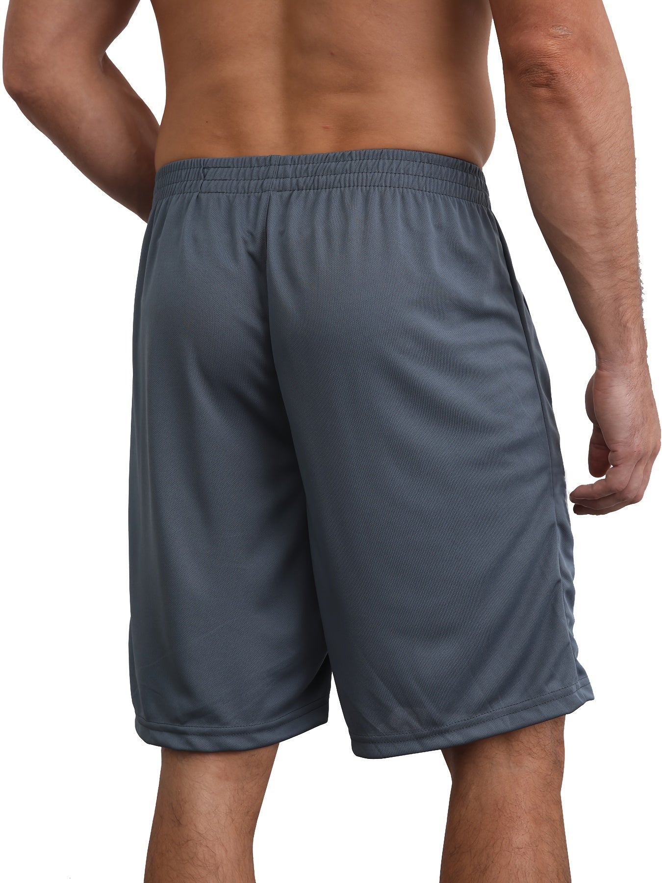 5pcs Men's Polyester Sports Shorts, Loose Fit with Zip Pockets,, Quick Dry