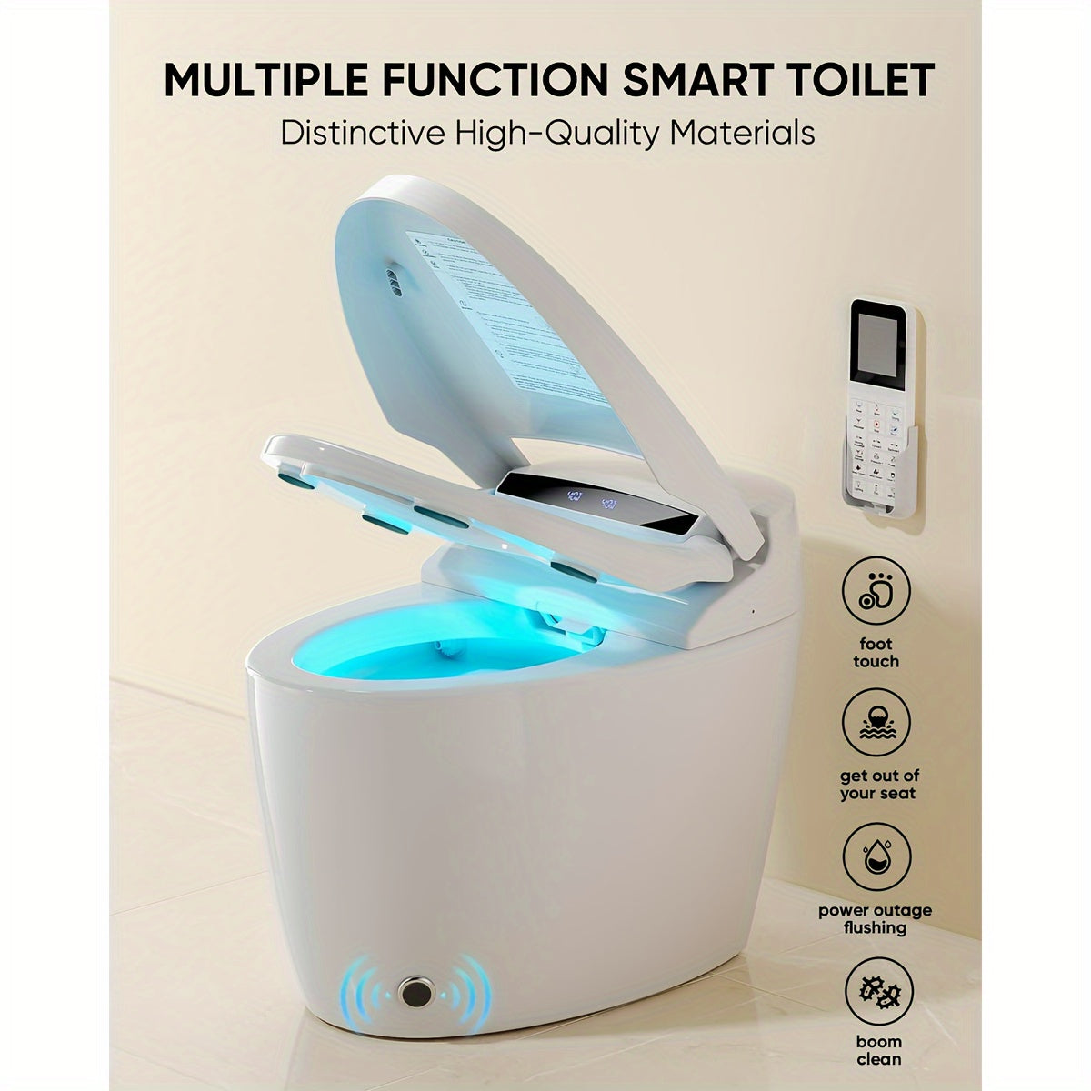 Heated Luxury Smart Toilet with LED Display, Foot Sensor Operation, Warm Water Sprayer and Dryer, Bidet Seat