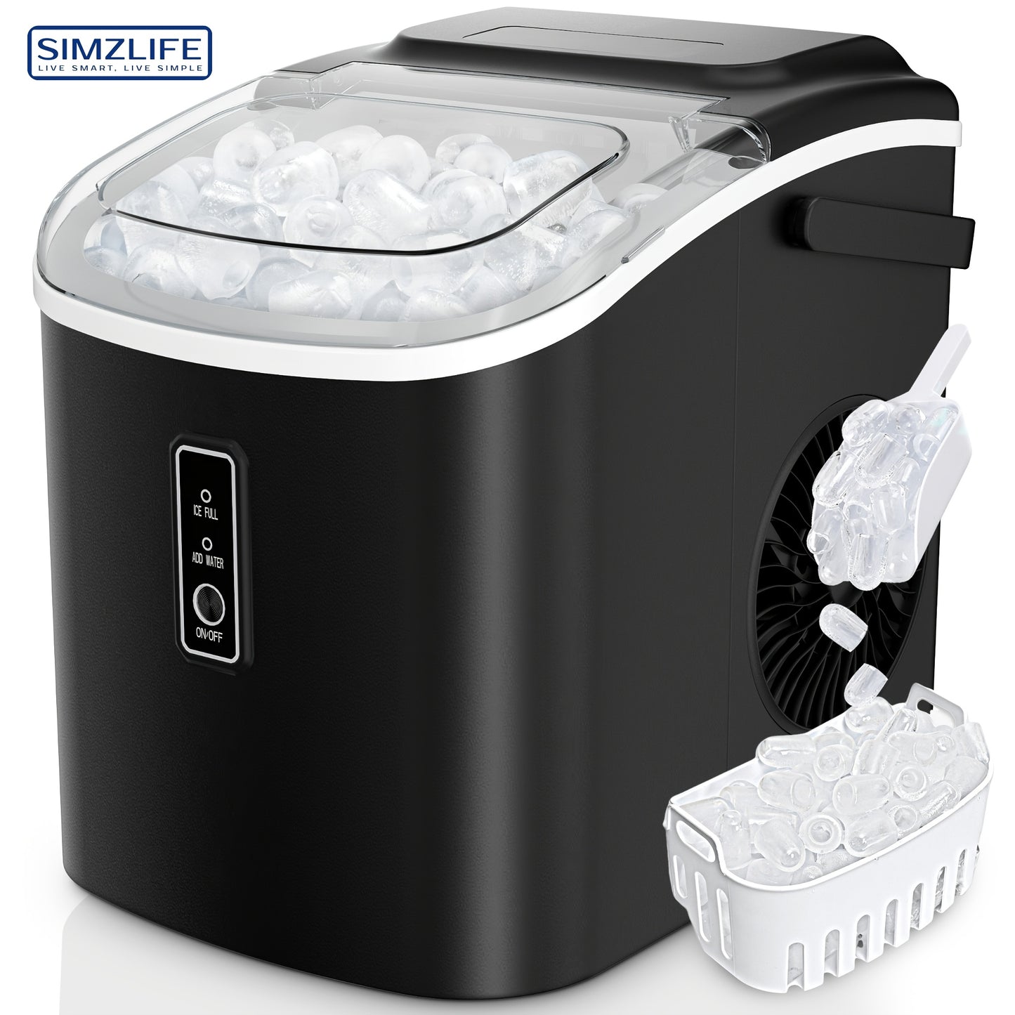 Countertop Ice Maker Machine with Handle, 26.5lbs/24H Capacity,