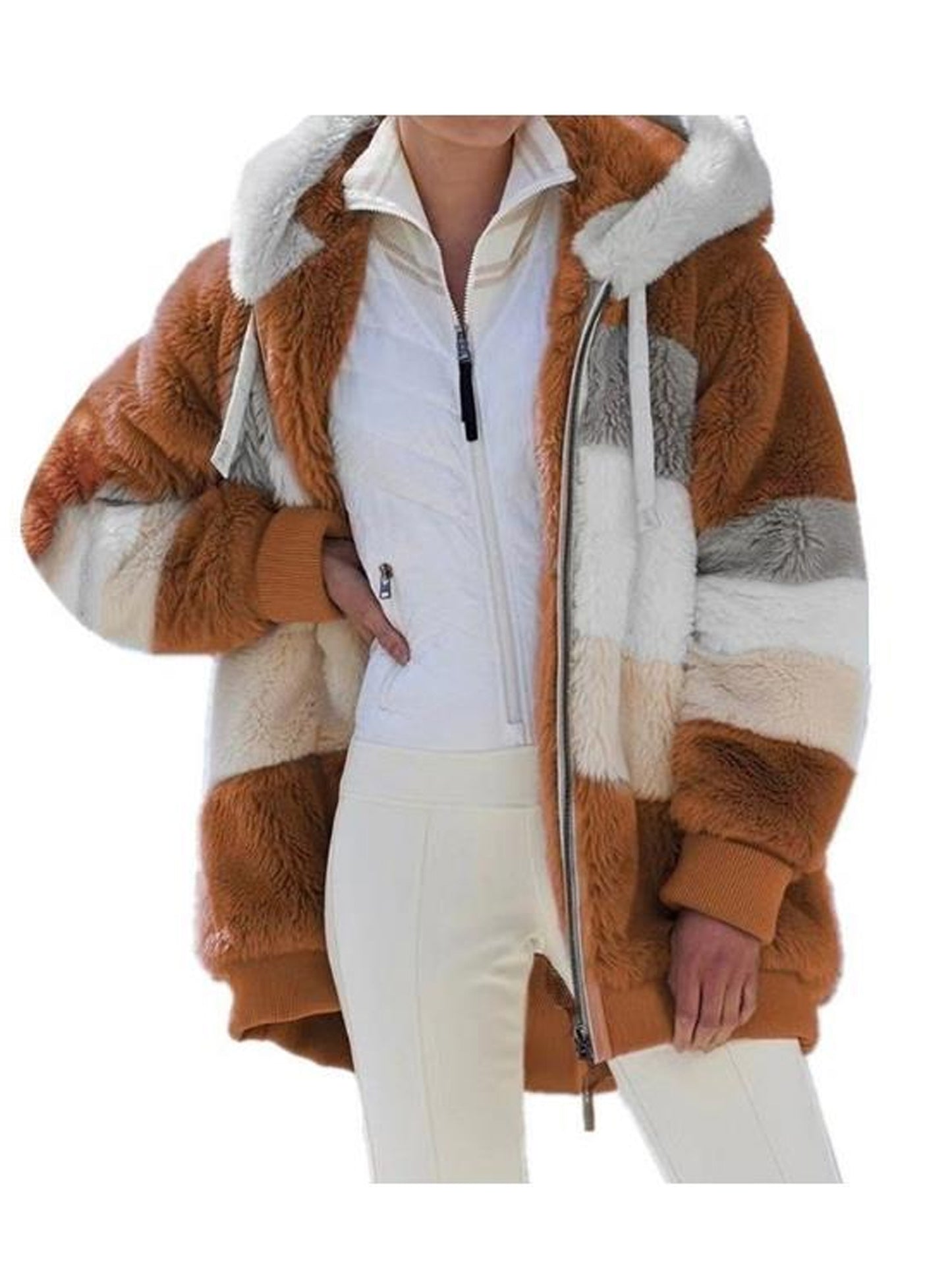 Women's Chic Hooded Coat Casual Loose Fit for Fall/Winter .