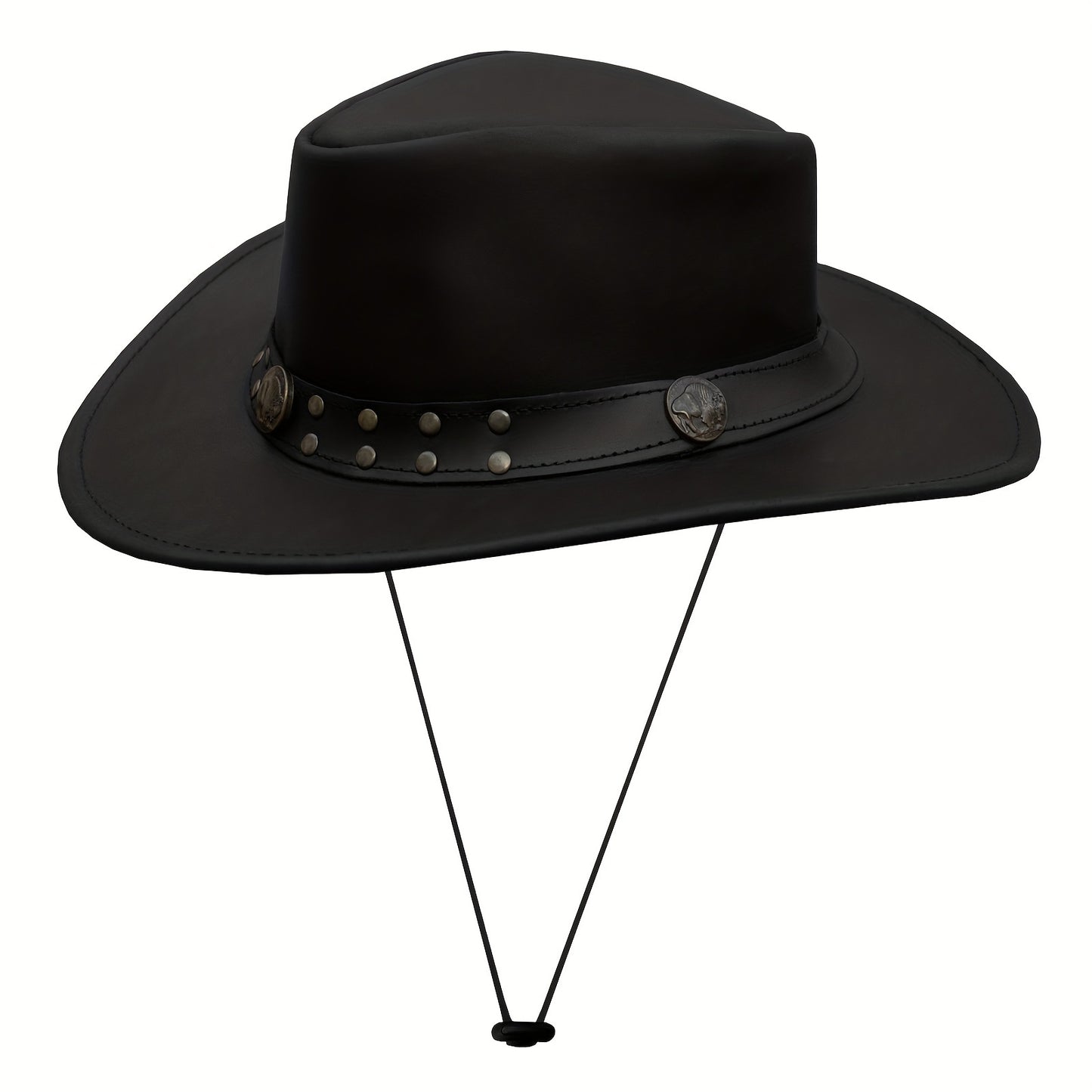 Leather Cowboy Western Hat For Men Woman Studded Steampunk Hat Deadman Top Hat