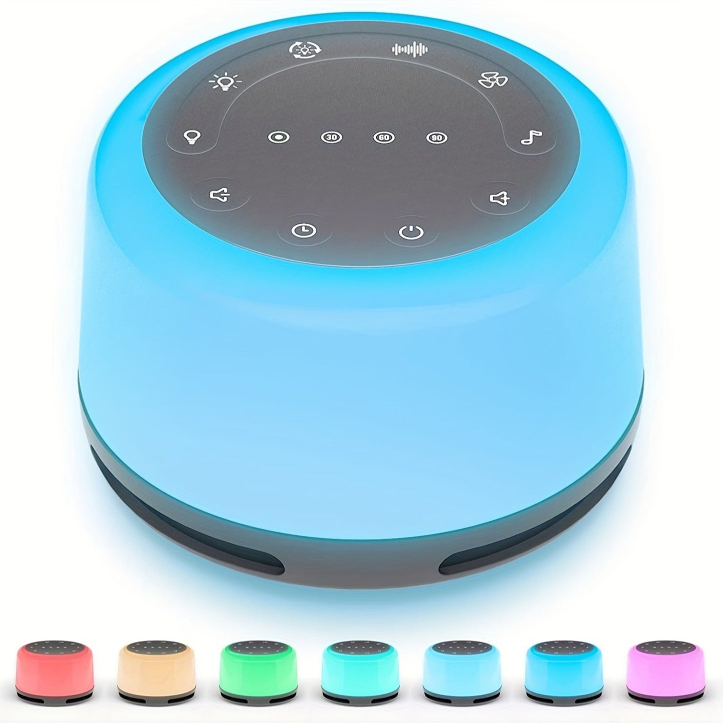 Portable White Sound Machine with 7 Color Night Lights, 24 Soothing Sounds, Timer