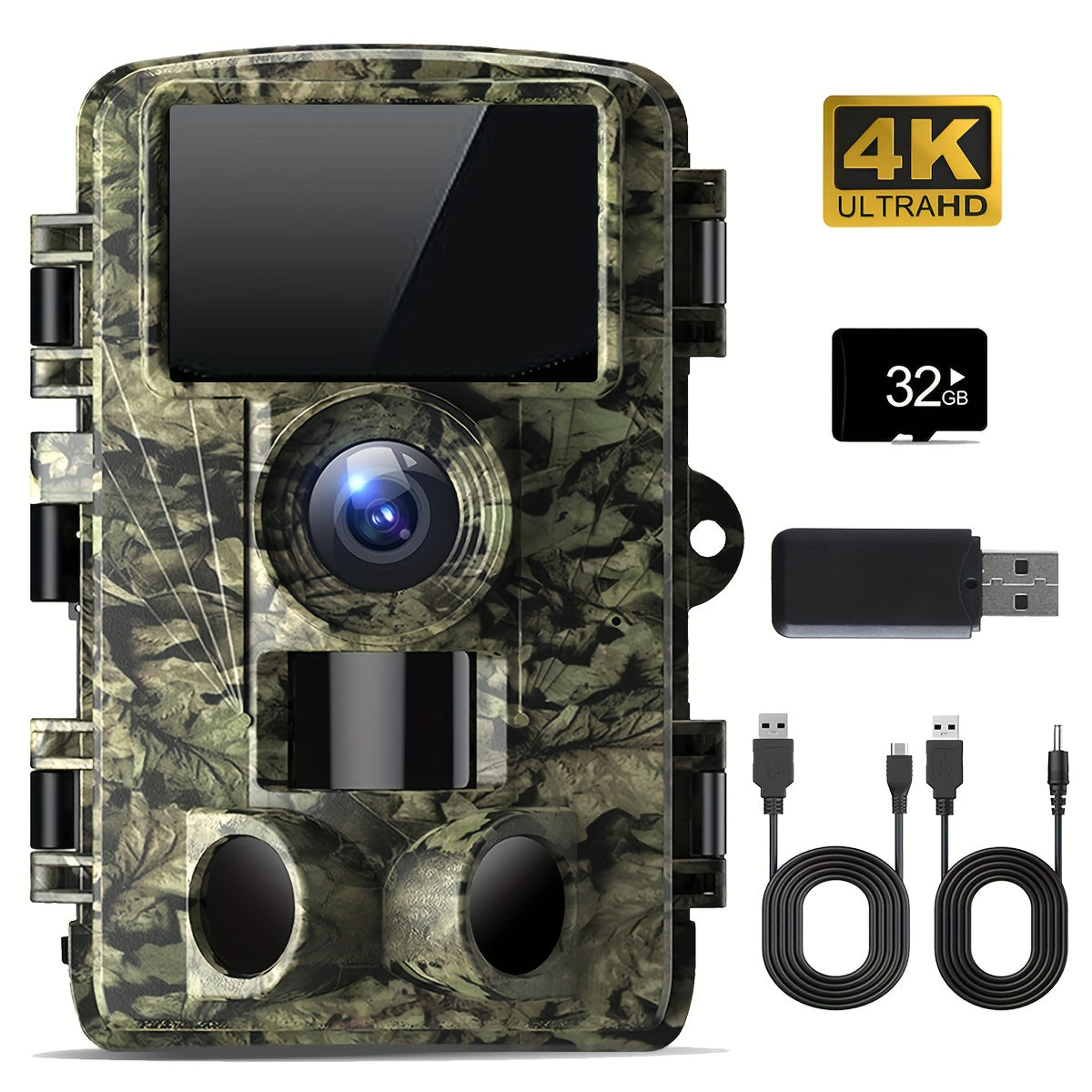 4K Ultra HD Trail Camera, 48MP with No Glow Night Vision, Motion Sensor, Tree Mount,, Audio & Motion Alerts, Infrared Sensor, Battery Powered, Outdoor Wildlife Monitoring(4K-48MP, 2K-28MP), Gift for Men