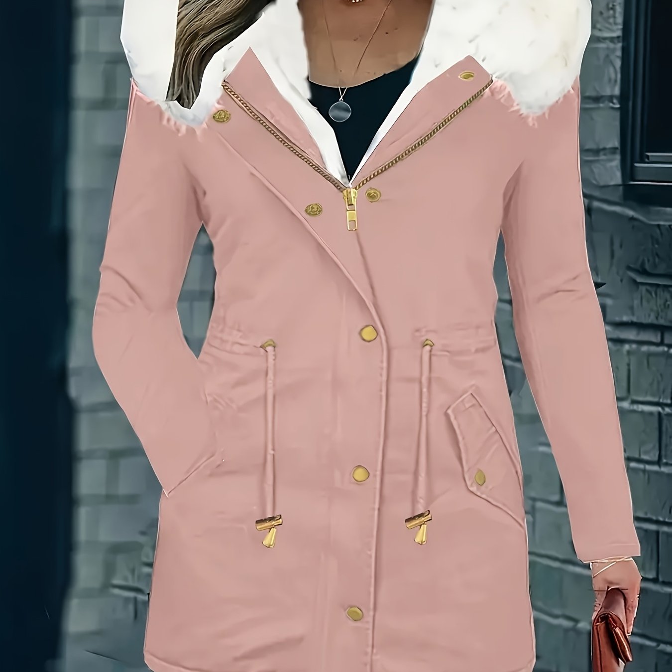 Winter Faux Fur Hooded Parka Coat