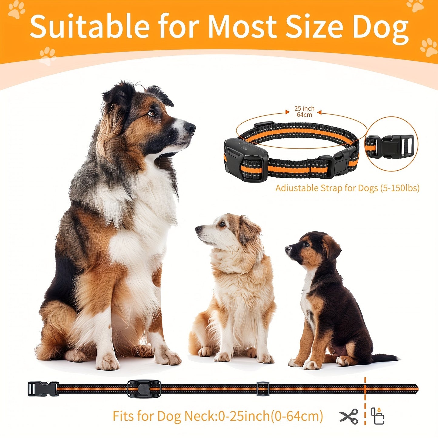 3300ft Range Rechargeable Waterproof Dog Training Collars, 1/2 Collar with Adjustable Nylon Strap, Beep 1-8, Vibration
