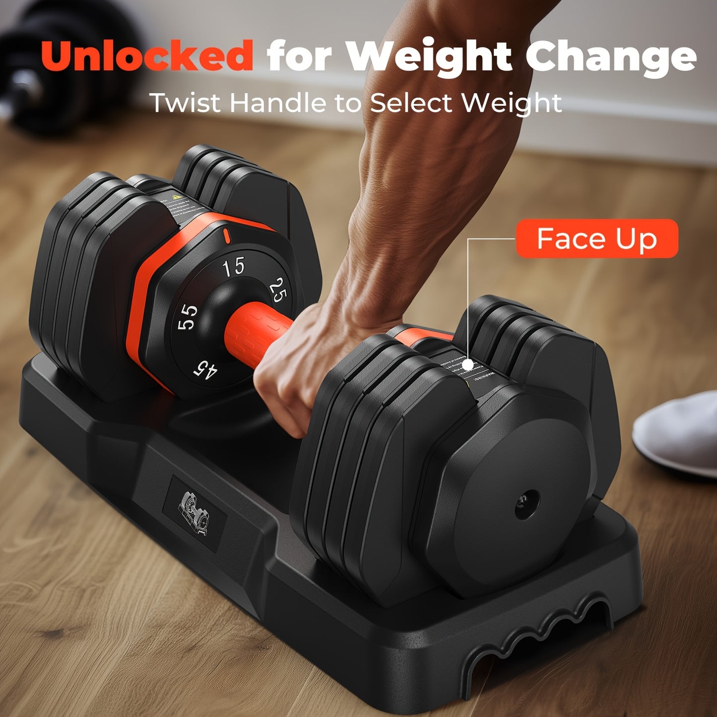 Adjustable 55LB Dumbbell Set