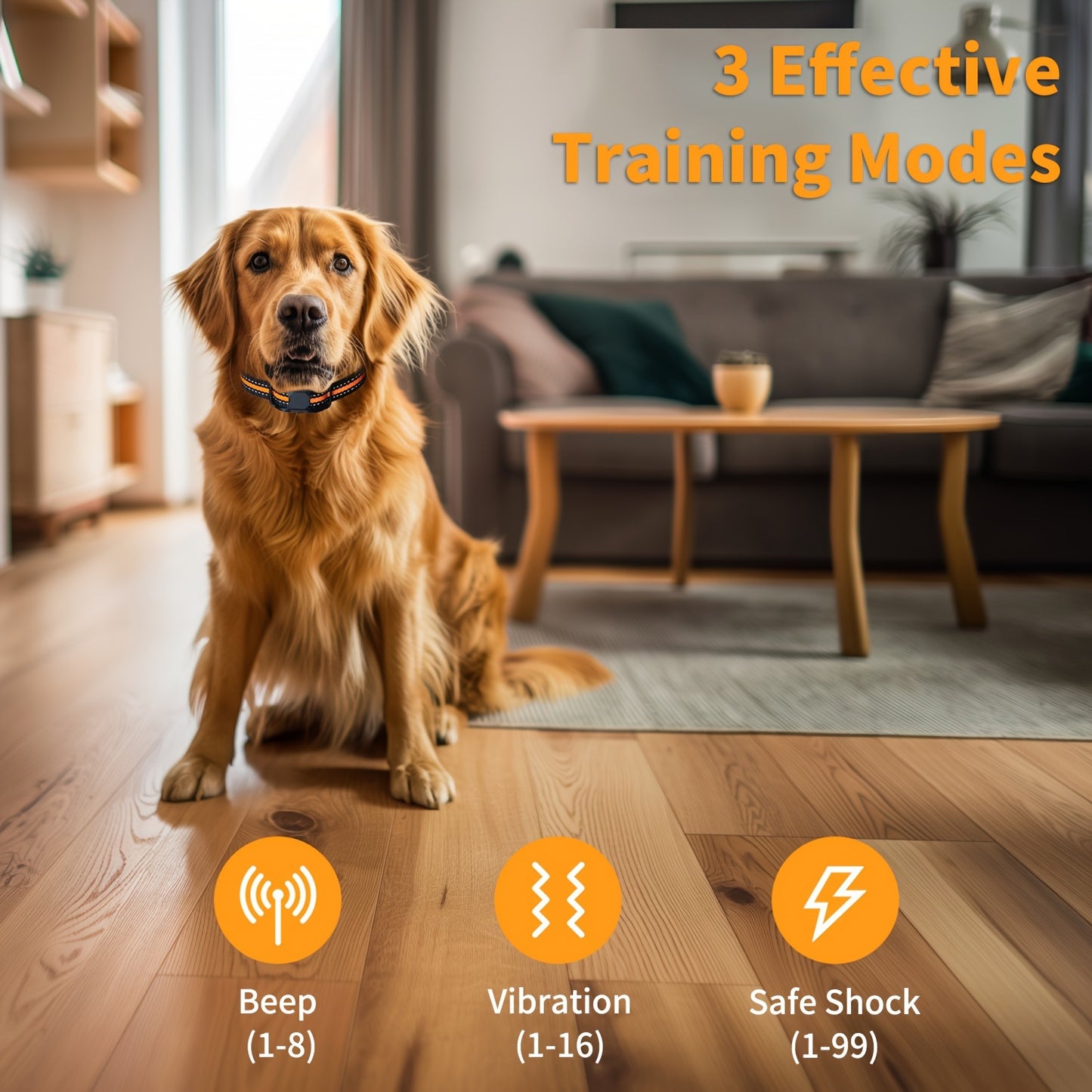 3300ft Range Rechargeable Waterproof Dog Training Collars, 1/2 Collar with Adjustable Nylon Strap, Beep 1-8, Vibration