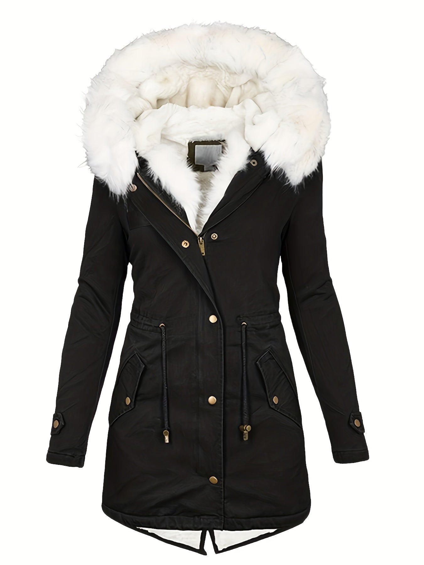 Winter Faux Fur Hooded Parka Coat