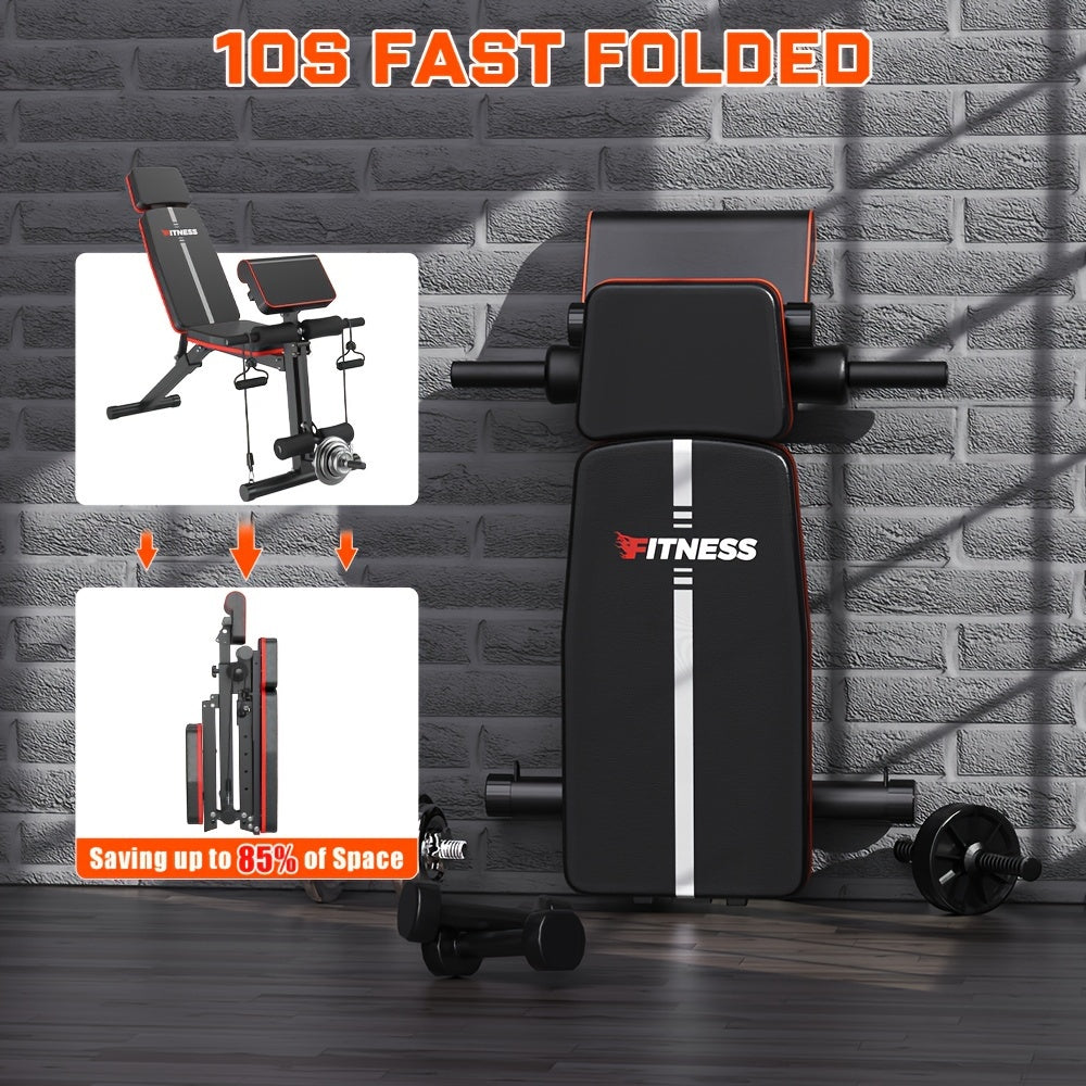 Adjustable Weight Bench - Foldable Incline Decline Utility Workout Bench for Full Body Exercise