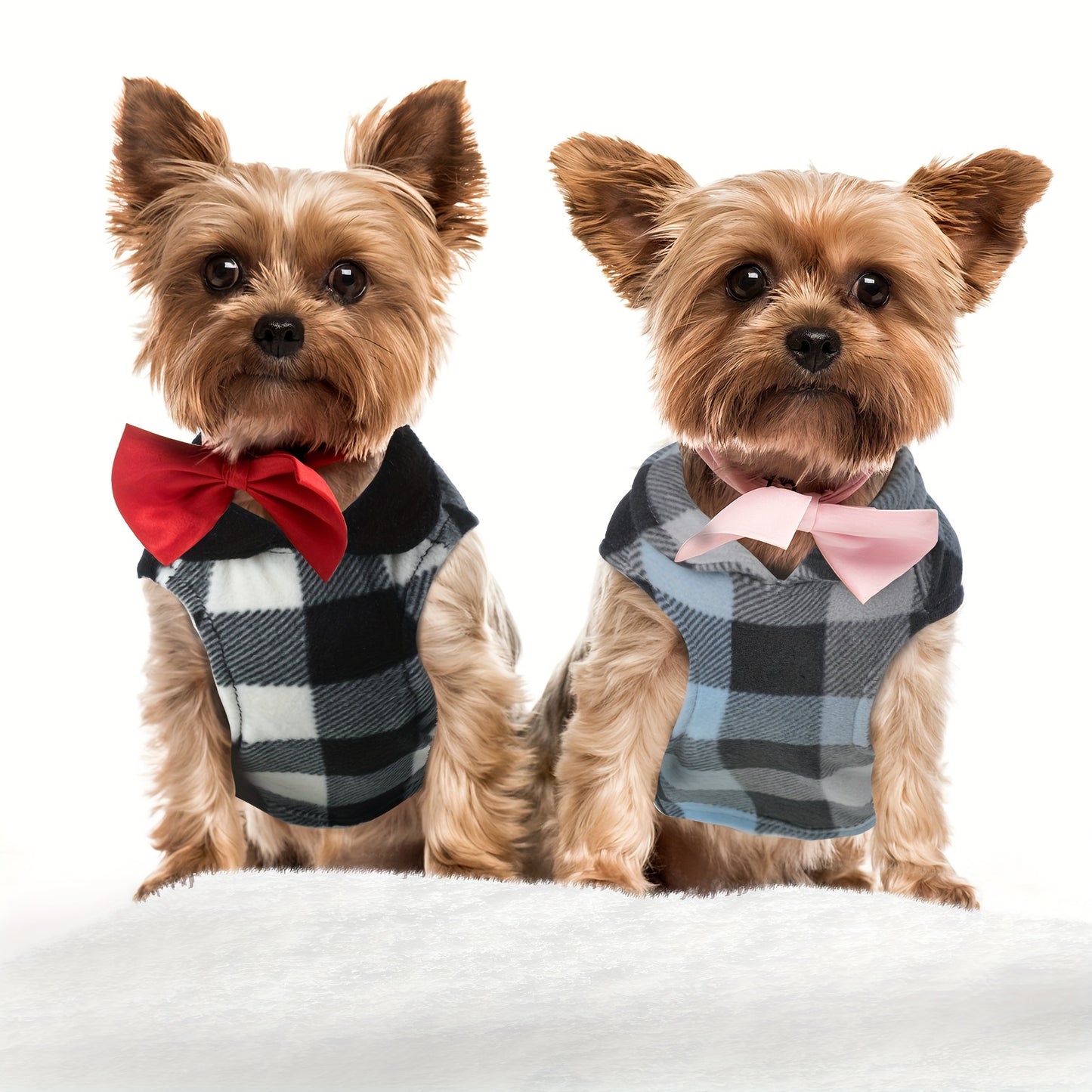4pcs Winter Fabric Dog Sweater with Leash Ring Soft Fleece Vest