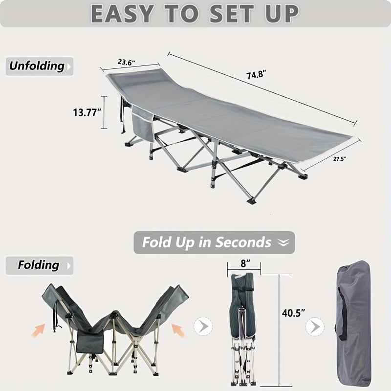 900LBS Heavy-Duty Extra-Wide 28" Folding Camping Cot - Cozy Comfort .
