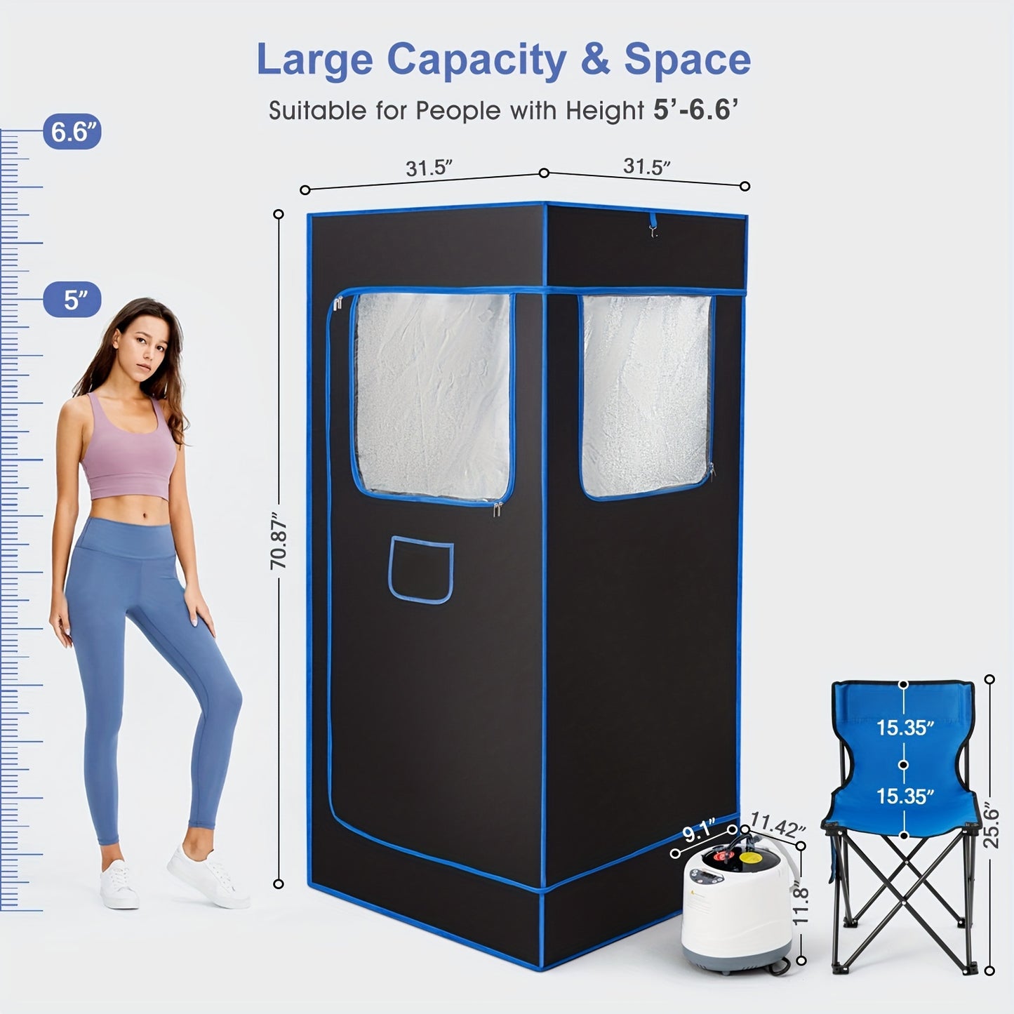 600D Canva Portable Sauna Tent, Full Size Sauna, Personal Home Spa