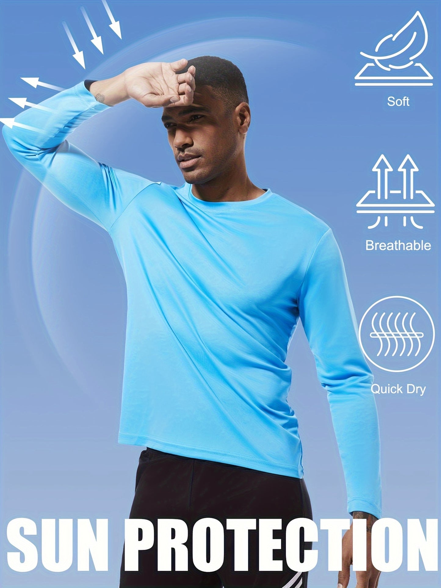 5 Pack Moisture Wicking Long Sleeve Tee Shirts for Men