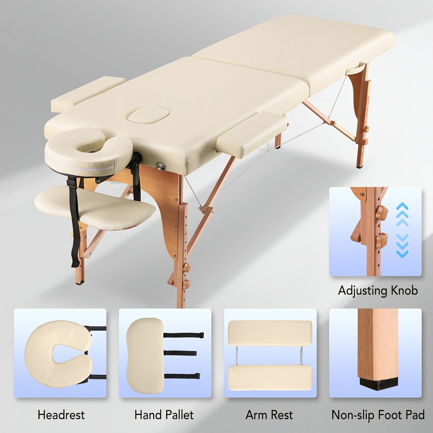 Luxury Portable Massage Table with Adjustable Height (24-35in)