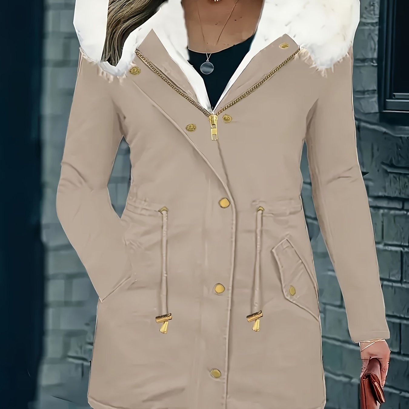 Winter Faux Fur Hooded Parka Coat