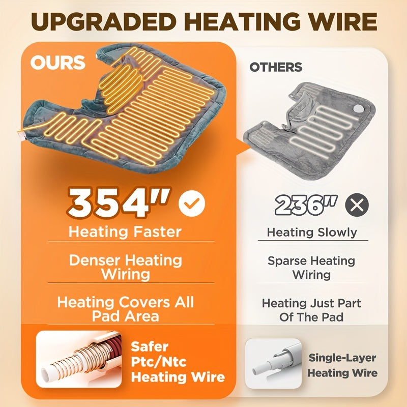 3 Times Deeper Warm Heating Pad - Weighted Instant Heating Wrap with 6 Options and 4 Timers