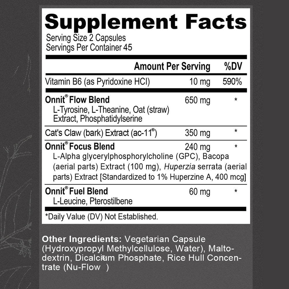 Brain Supplement for Men & Women Capsules with L-Theanine, Vitamin B6 90 Capsules