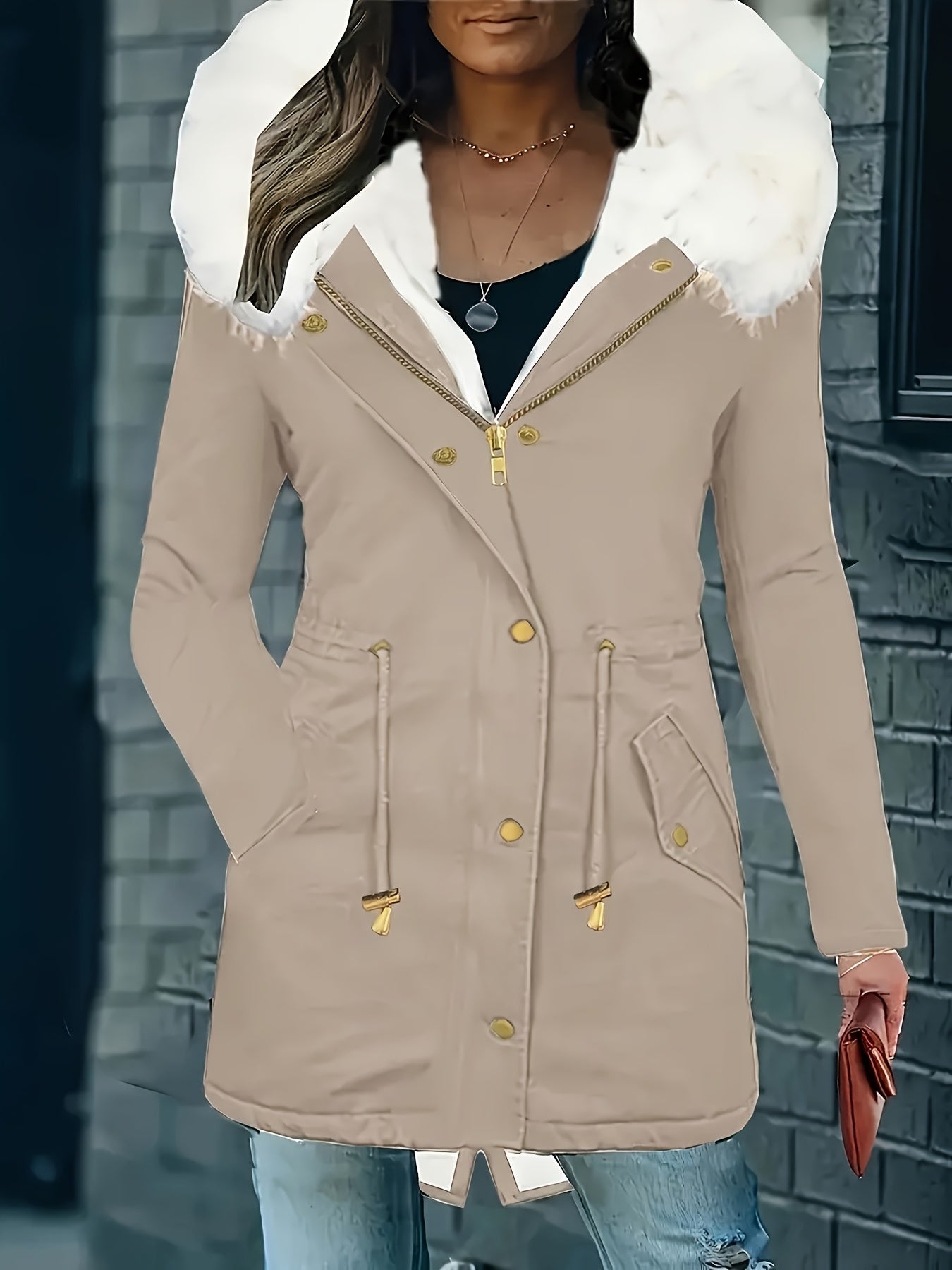 Winter Faux Fur Hooded Parka Coat