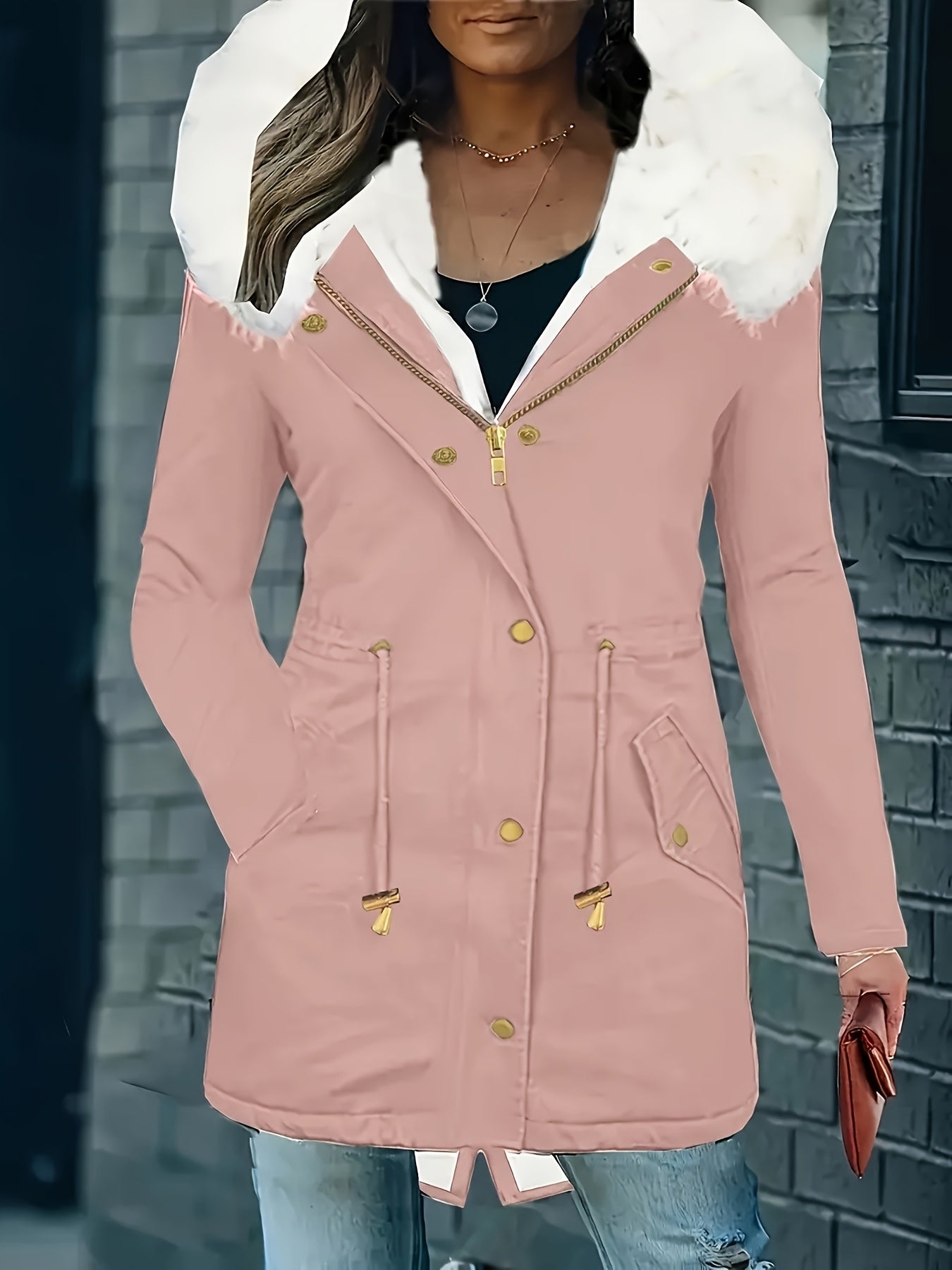 Winter Faux Fur Hooded Parka Coat