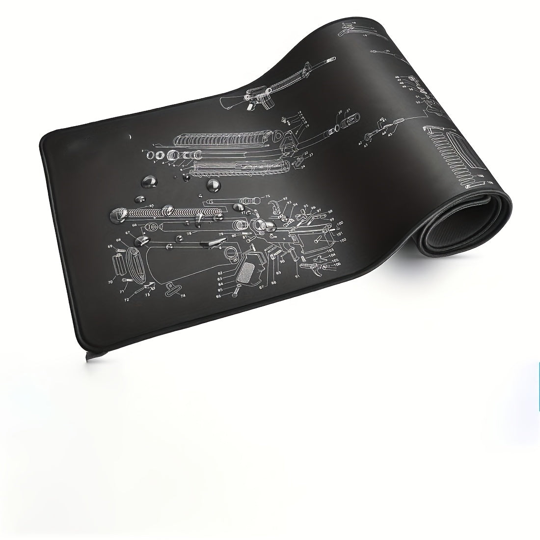 Large Rubber Cleaning Mat With Diagrammed Parts Instructions