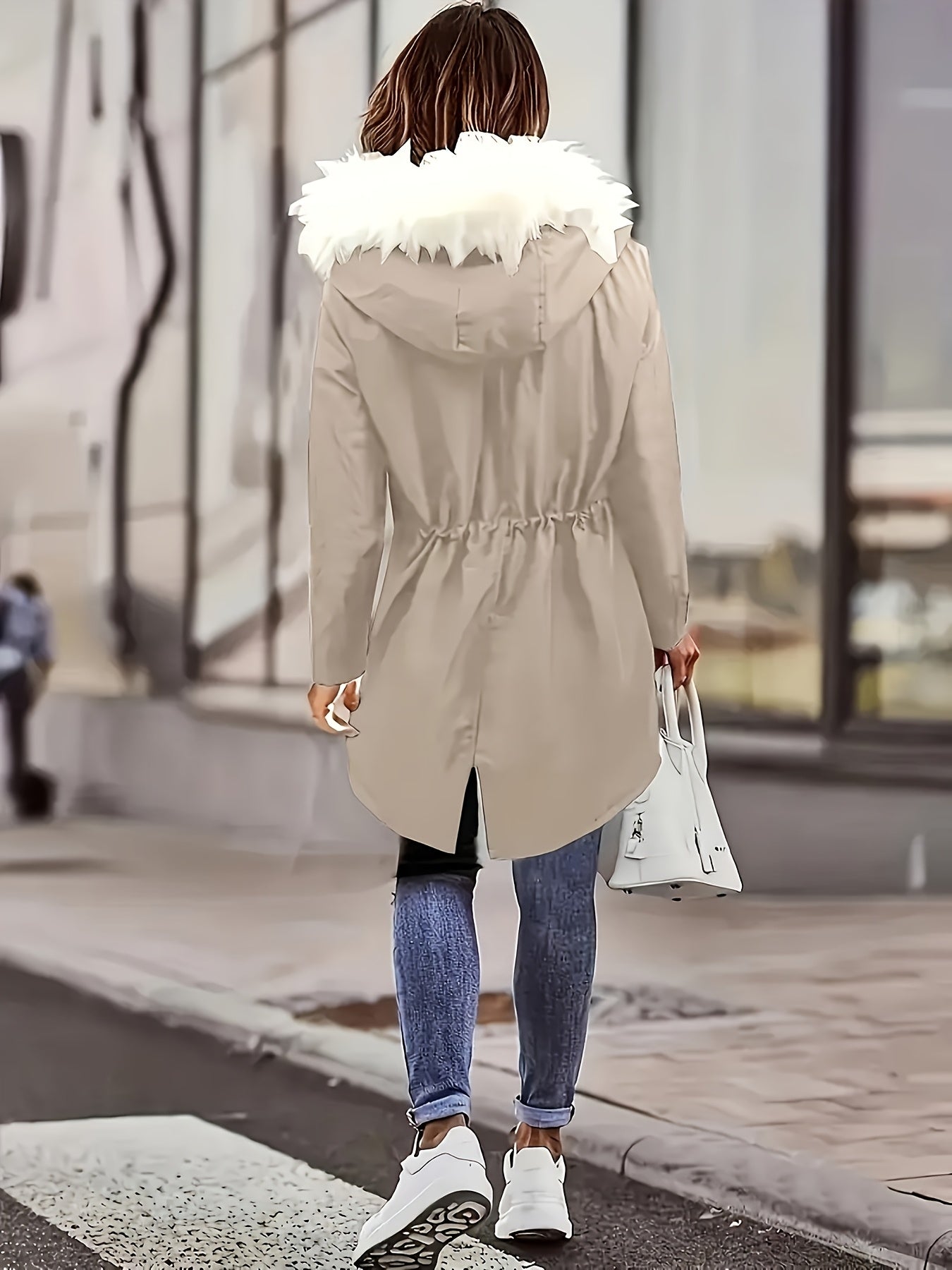 Winter Faux Fur Hooded Parka Coat