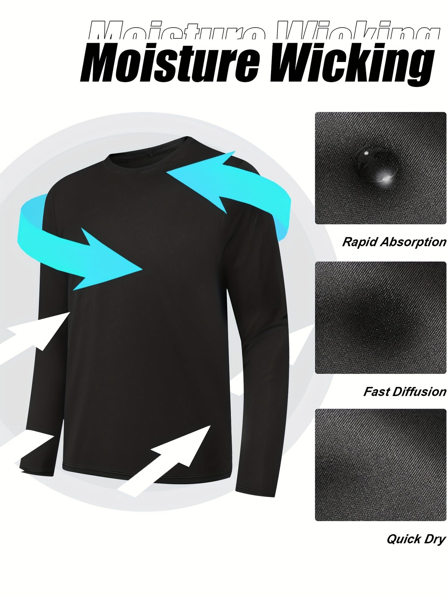 5 Pack Moisture Wicking Long Sleeve Tee Shirts for Men