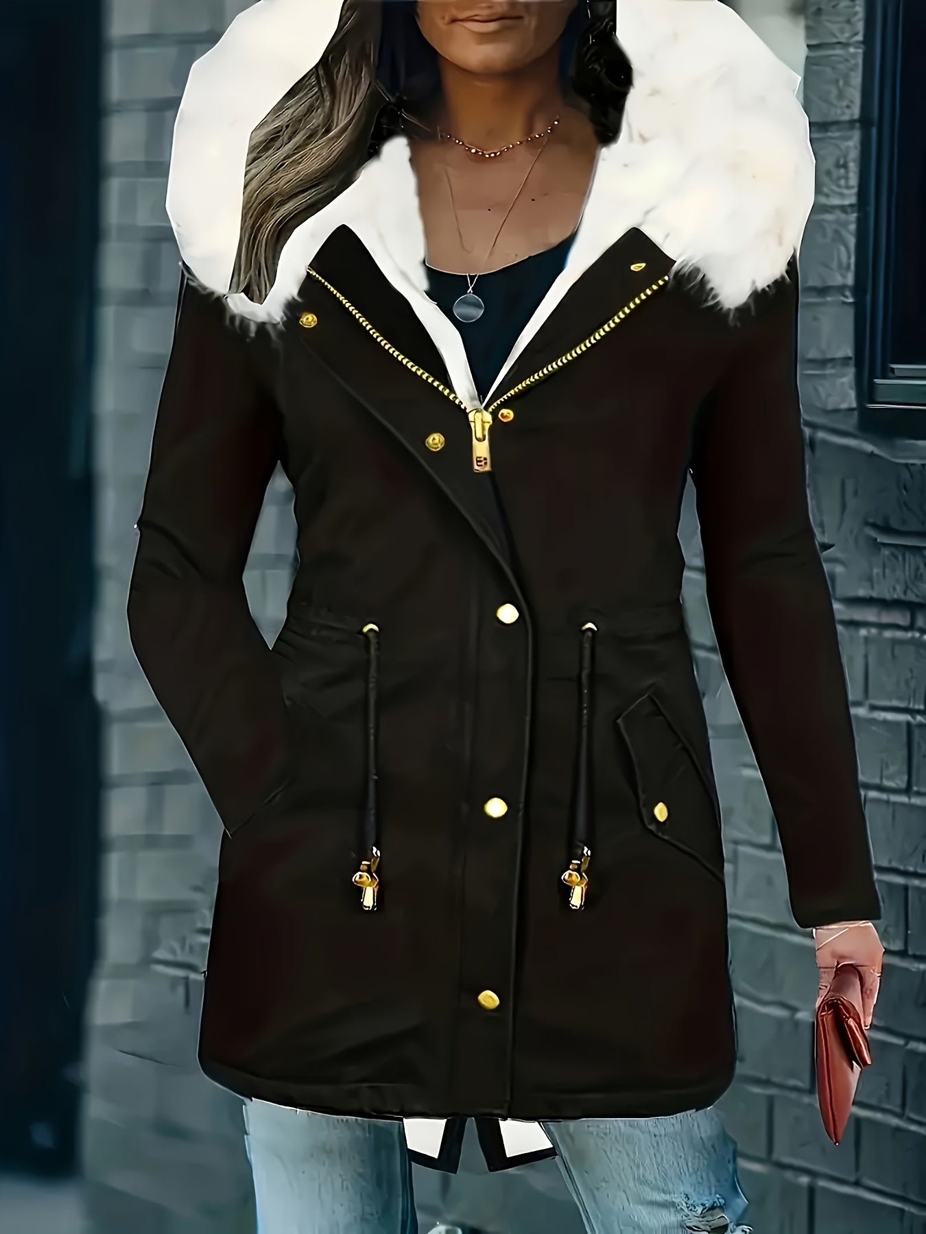 Winter Faux Fur Hooded Parka Coat