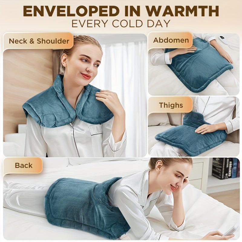 3 Times Deeper Warm Heating Pad - Weighted Instant Heating Wrap with 6 Options and 4 Timers