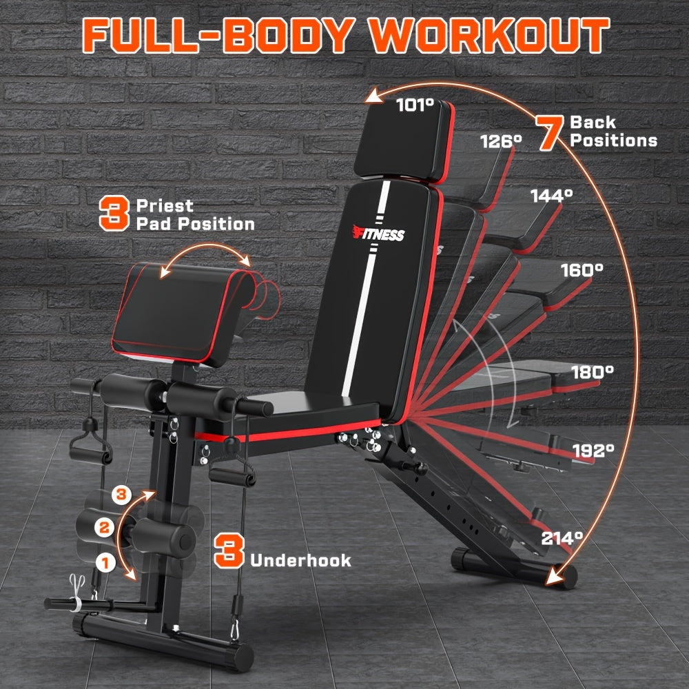Adjustable Weight Bench - Foldable Incline Decline Utility Workout Bench for Full Body Exercise