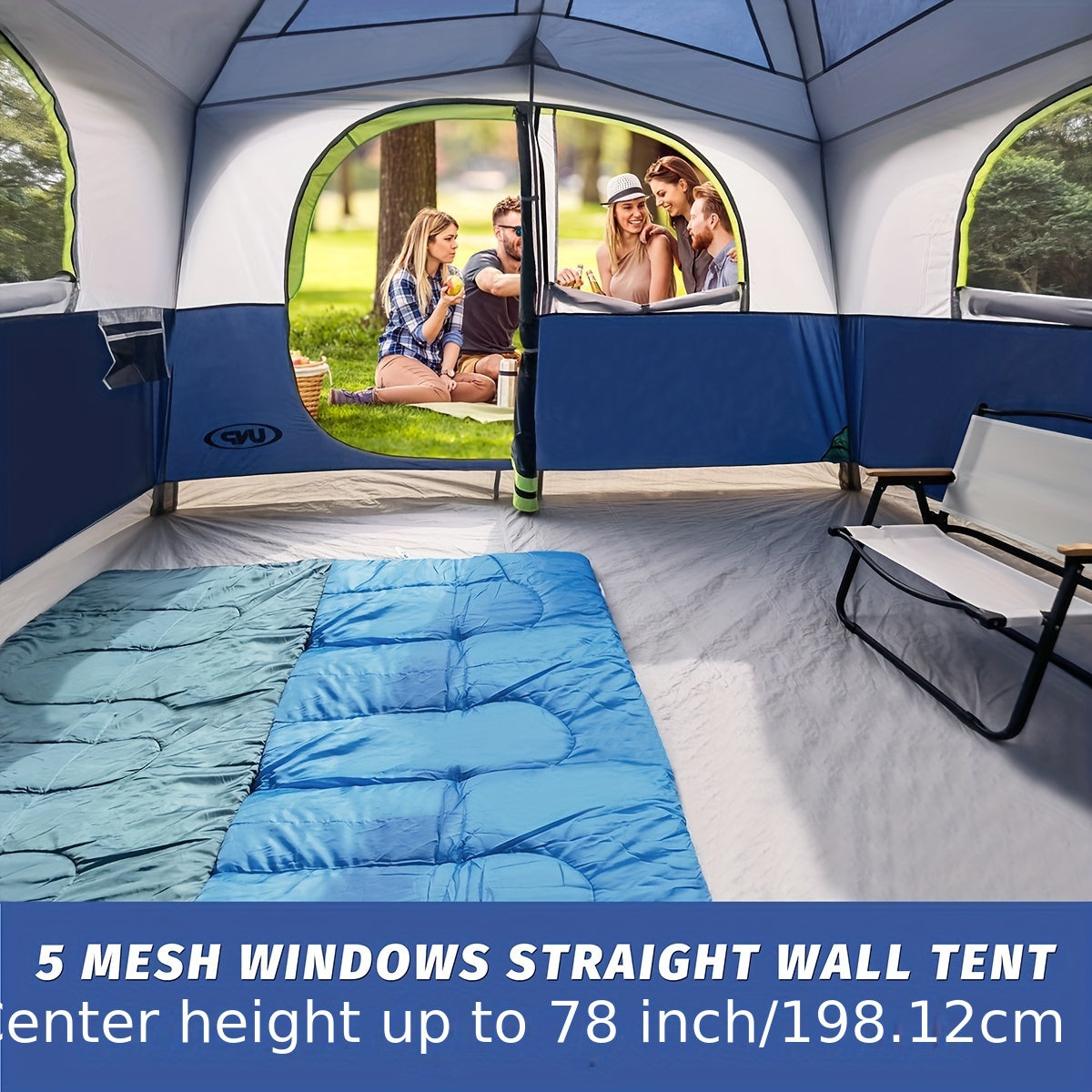 [6 Person Family Tent Windproof Easy Setup, Double Layer