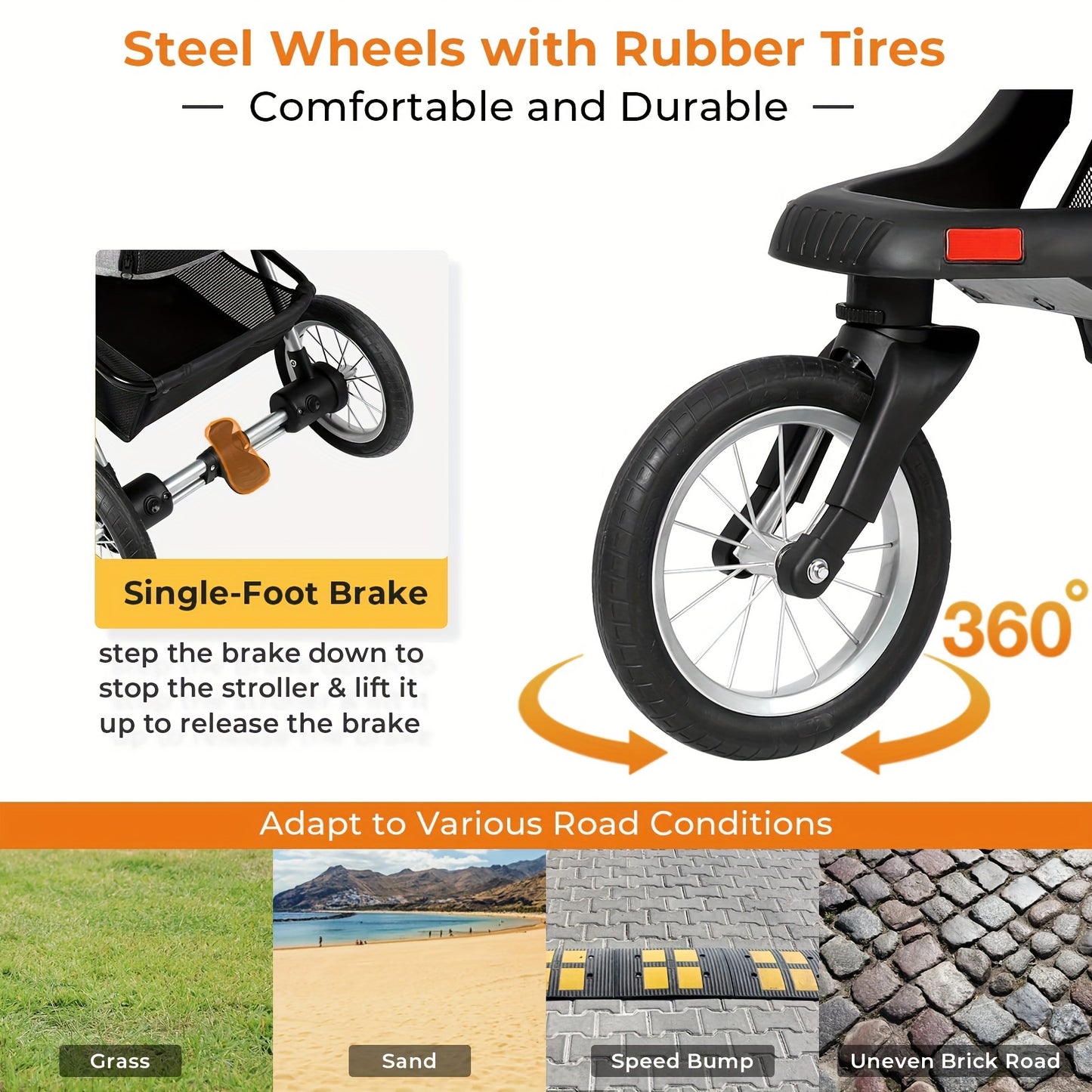 Premium 3-in-1 Pet Stroller - Large Capacity, Detachable Carrier, 3-Wheels - Perfect for Jogging,