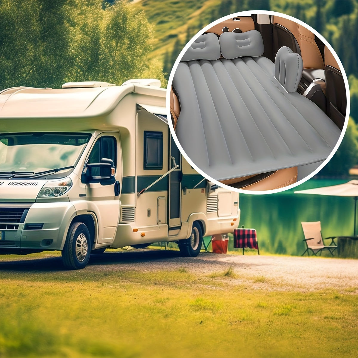 Inflatable Car Bed for RV, SUV, Car Rear Seat - Air Cushion