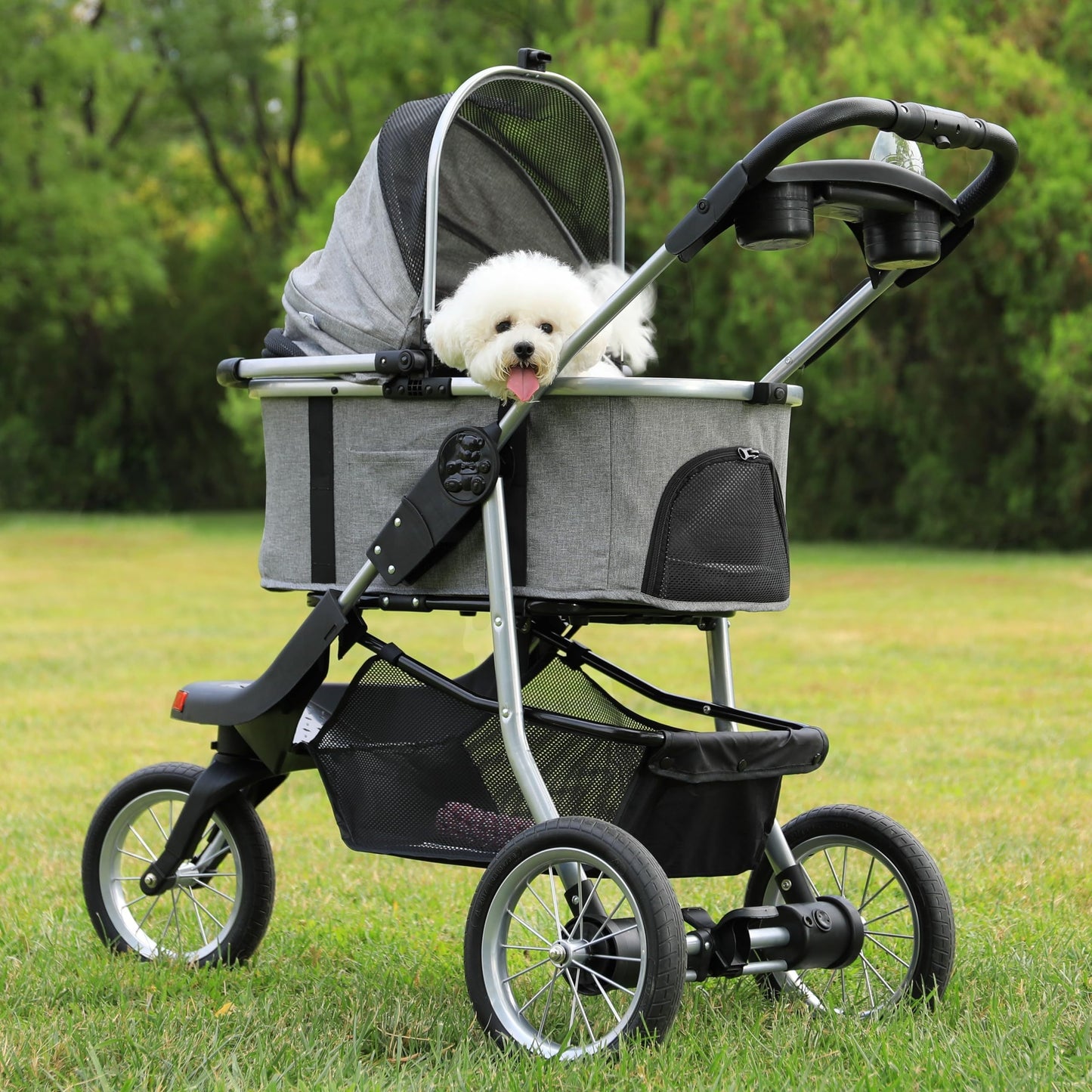 Premium 3-in-1 Pet Stroller - Large Capacity, Detachable Carrier, 3-Wheels - Perfect for Jogging,
